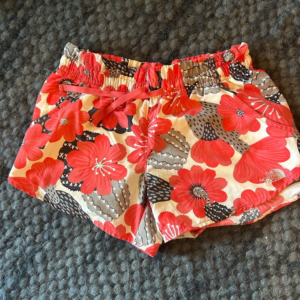 The North Face Women's Coral/White/Tan Floral Athletic Shorts